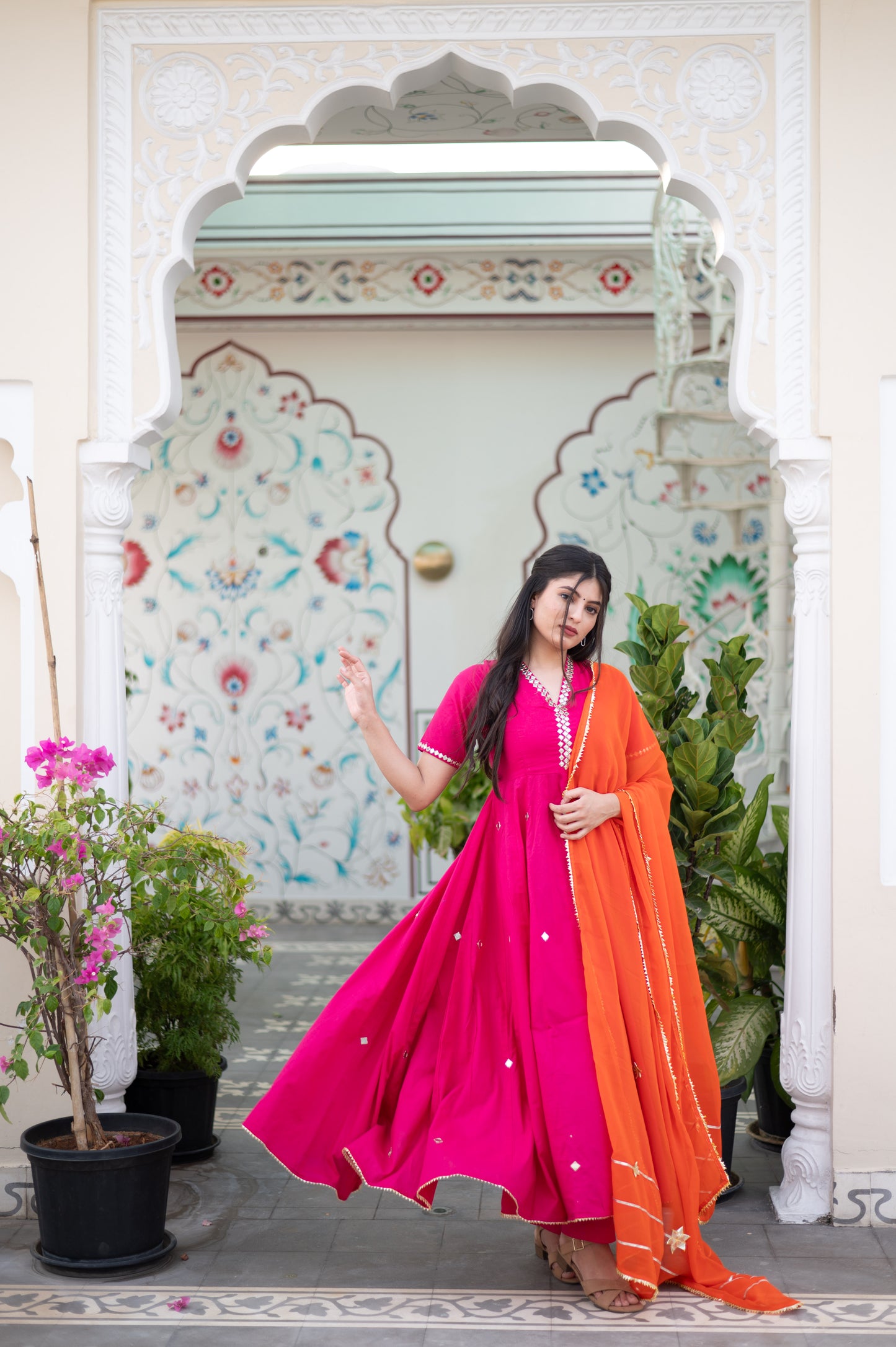 Pink anarkali