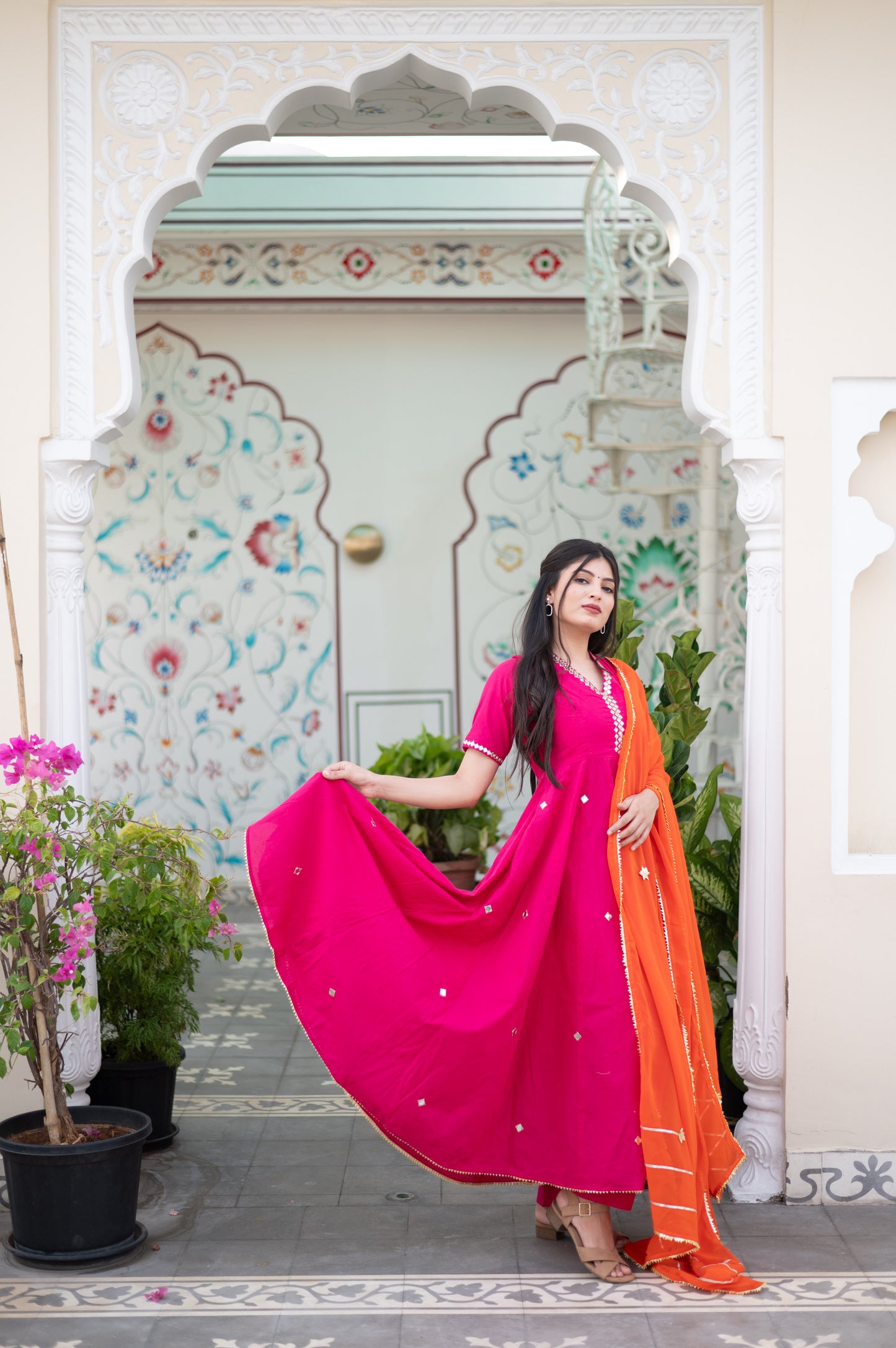 Pink anarkali