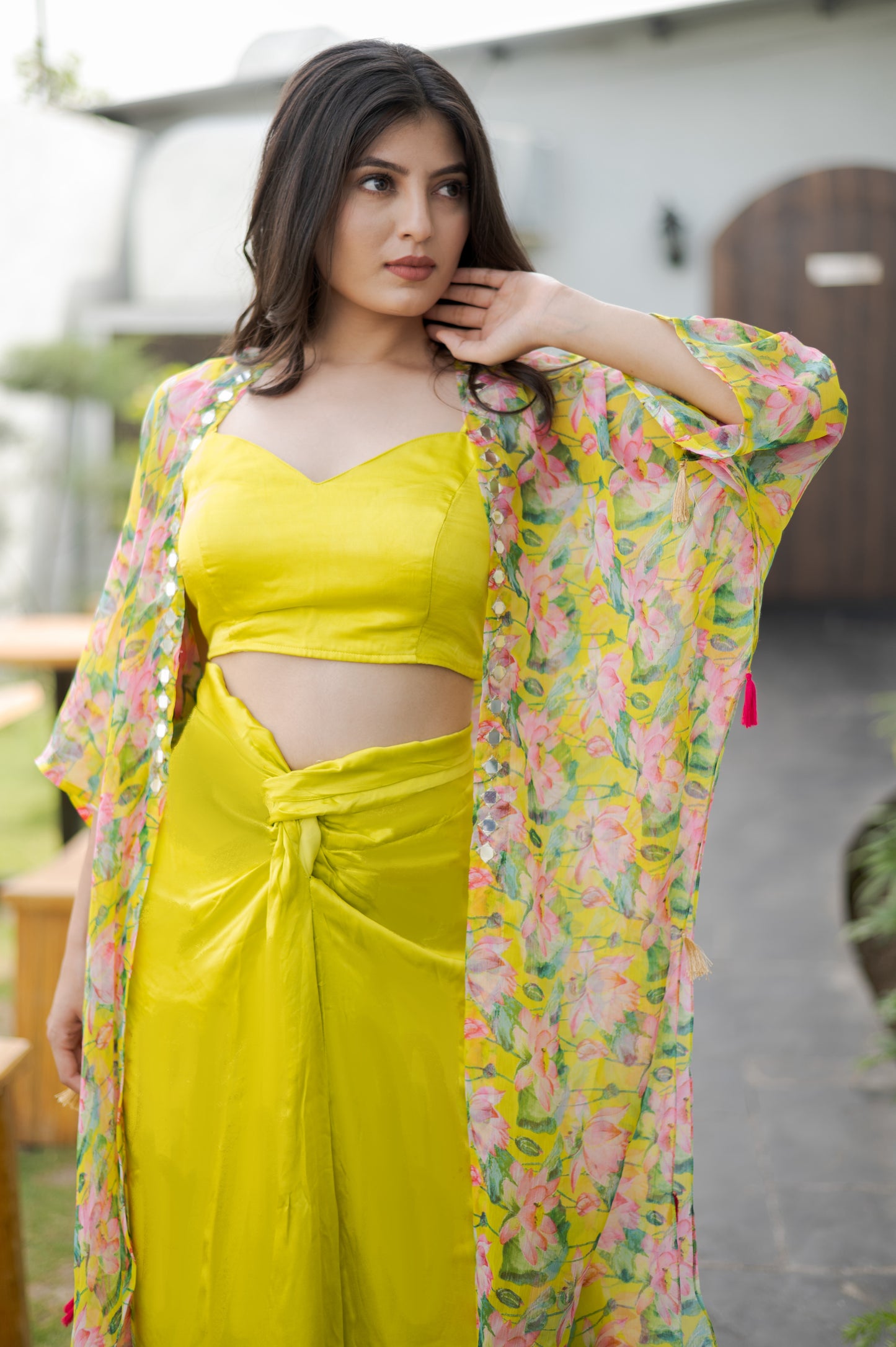Draped skirt with kaftan