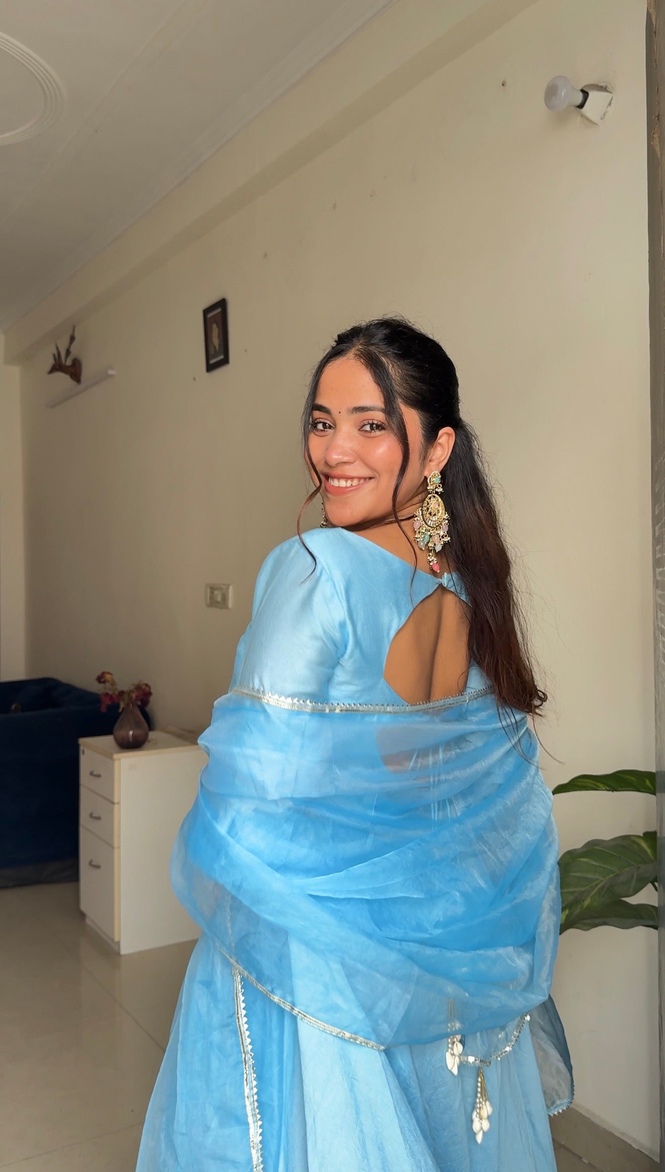 Alina powder blue anarkali