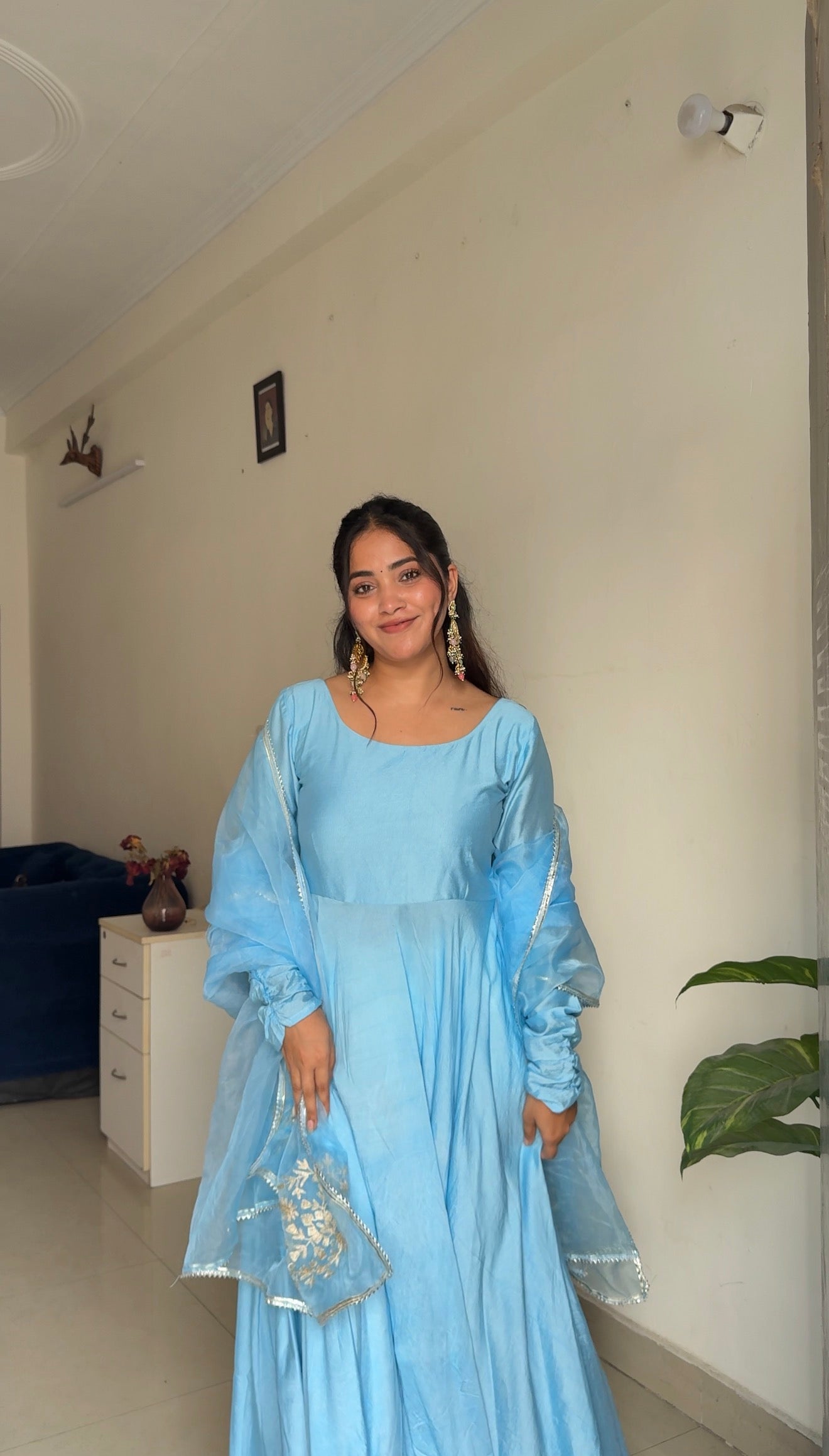 Alina powder blue anarkali