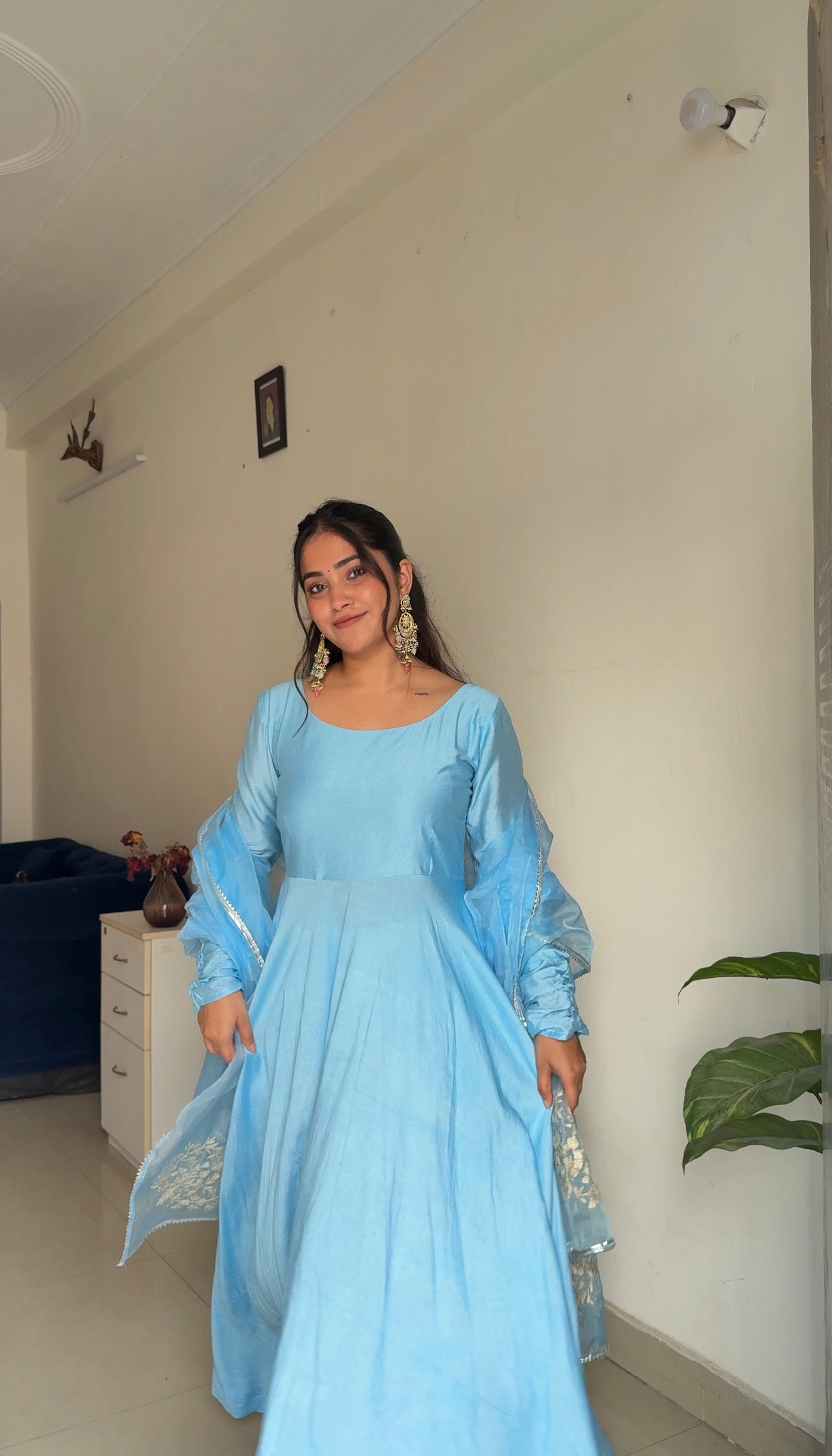 Alina powder blue anarkali