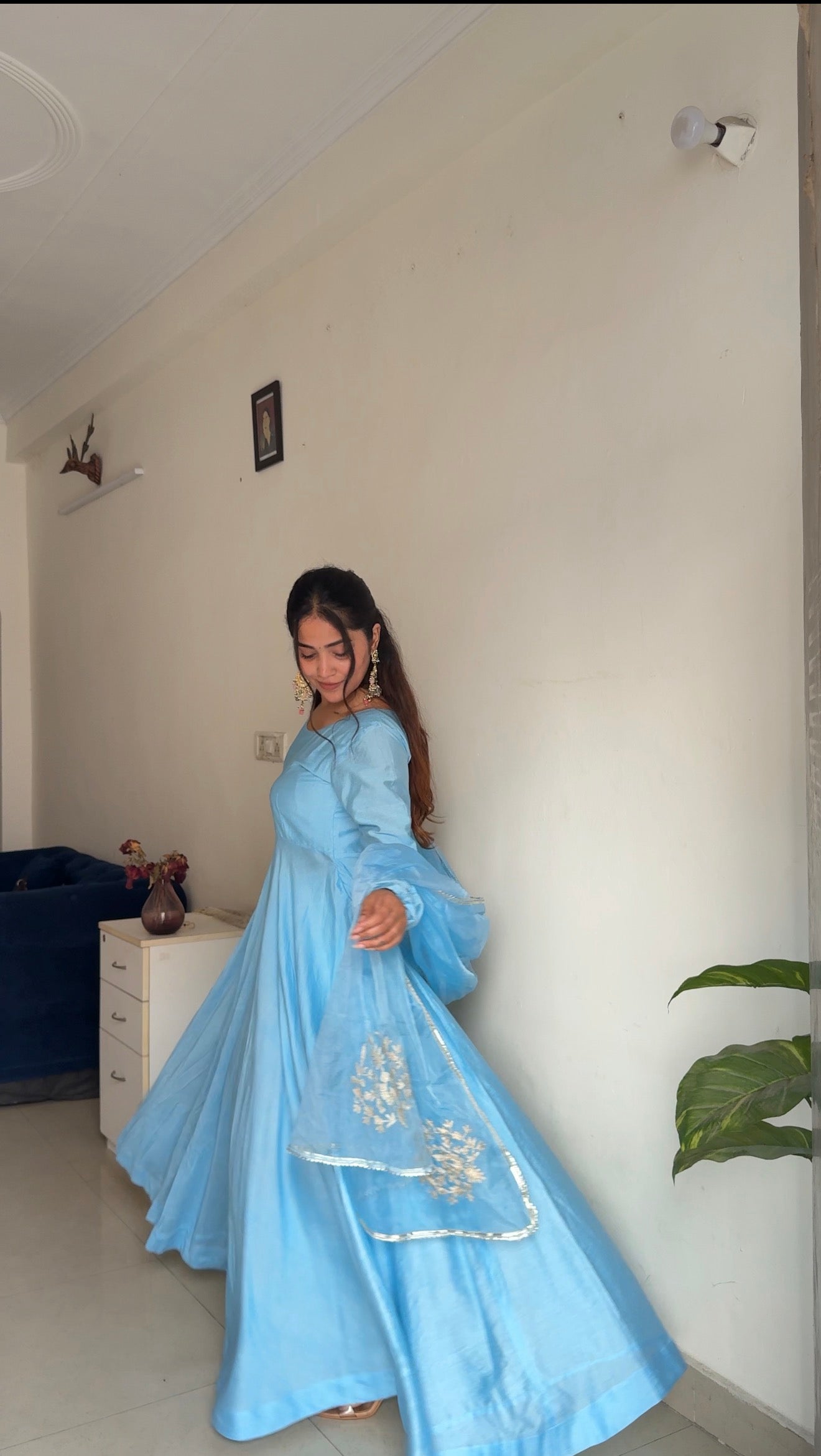 Alina powder blue anarkali